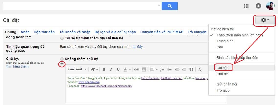 Huong dan cach tao chu ky Gmail - Anh 2