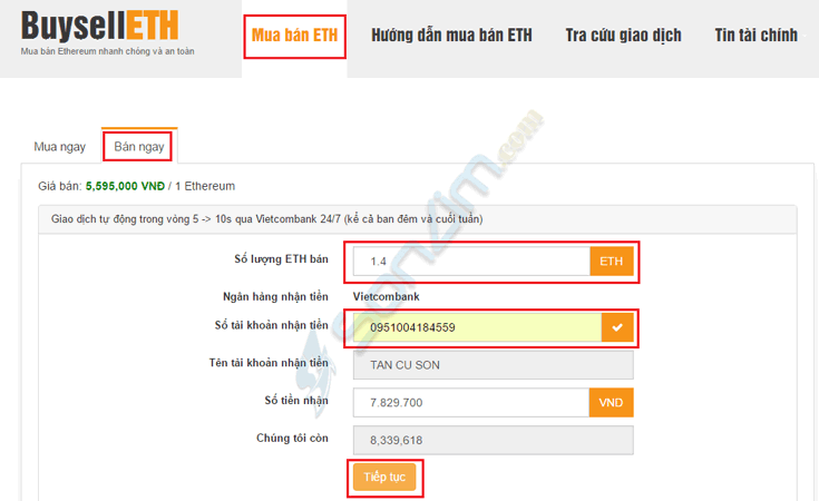 Cách mua bán ETH trên BuysellETH bằng tài khoản ngân hàng Việt Nam - 4