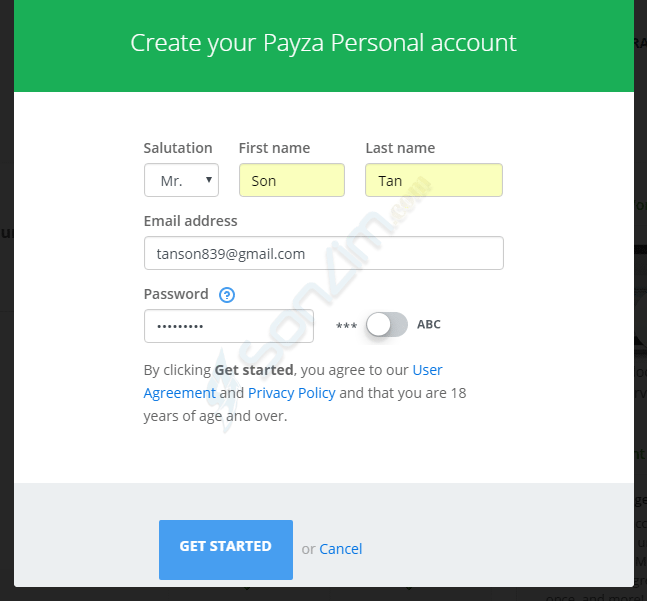 Hướng dẫn đăng ký tài khoản Payza - 2