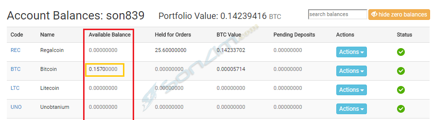 Kiểm tra số dư trên CoinExchange