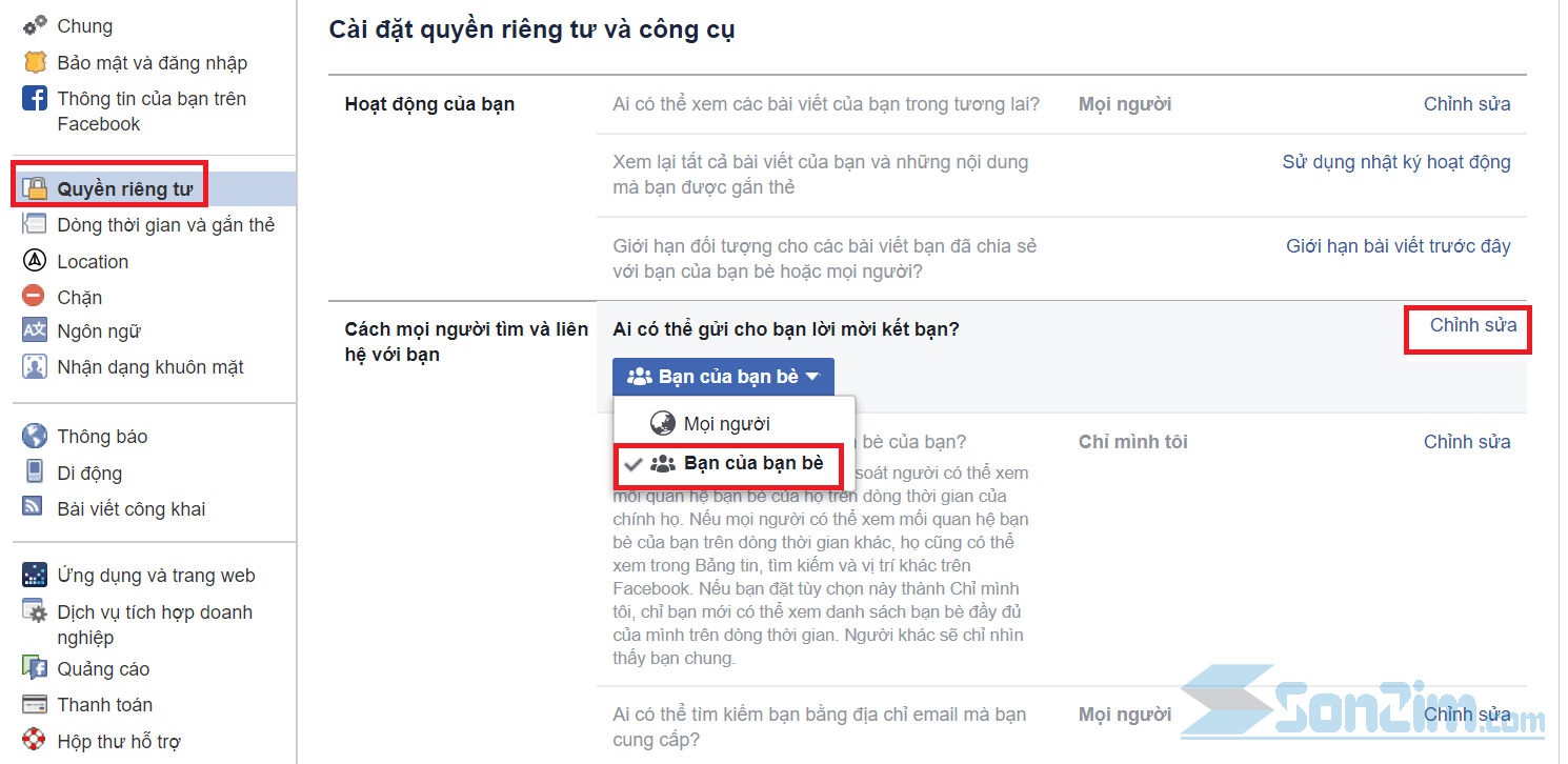 Cách chặn kết bạn trên facebook bằng trình duyệt máy tính - 2