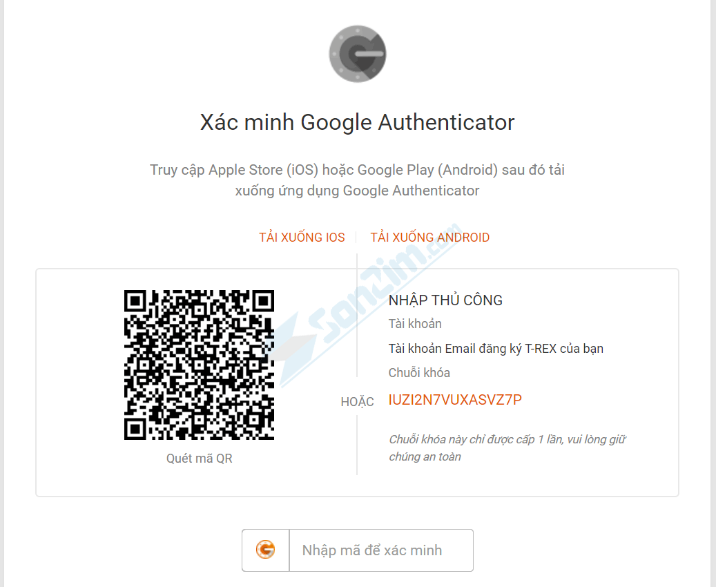 Thiết lập xác minh Google Authentacator trên T-Rex